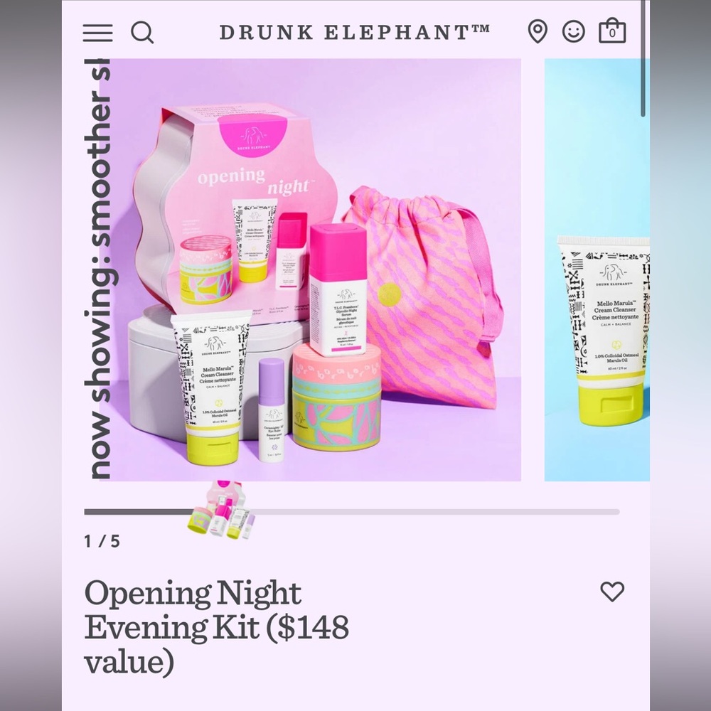 Drunk Elephant Skincare Set with Pink and Purple Accents